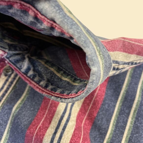 1990s striped shirt by Timbercreek by Wrangler, vintage L to XL button down - Picture 3 of 10